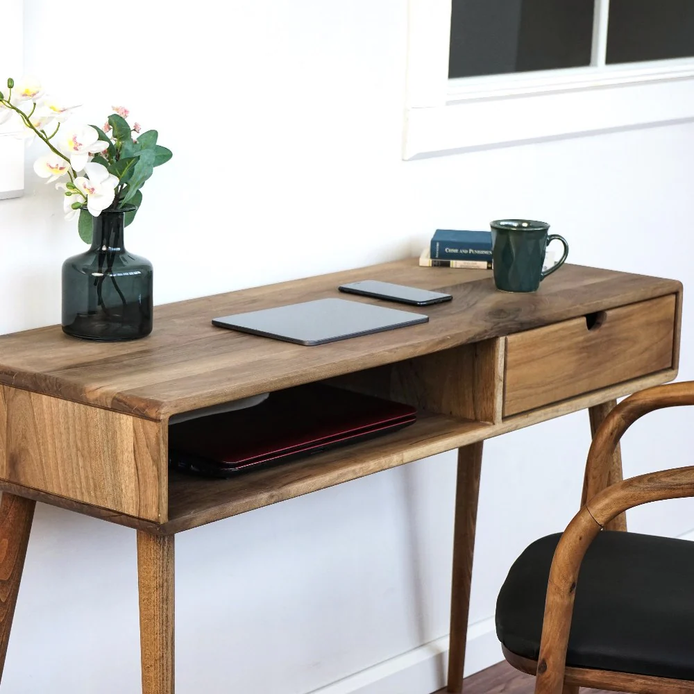 Boho Desk with Drawers - Solid Wood Desk for Small Spaces - Image 12