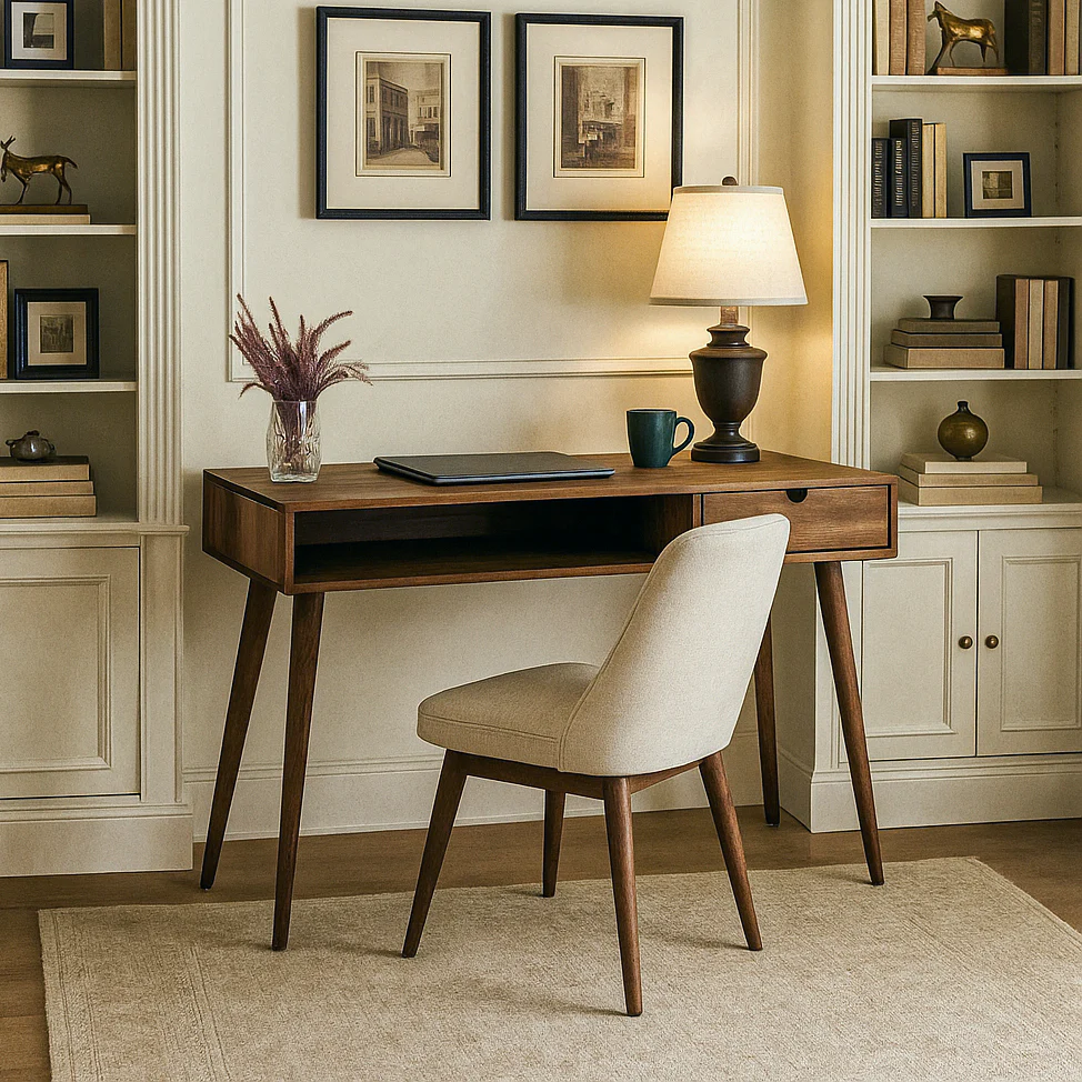 Boho Desk with Drawers - Solid Wood Desk for Small Spaces - Image 3