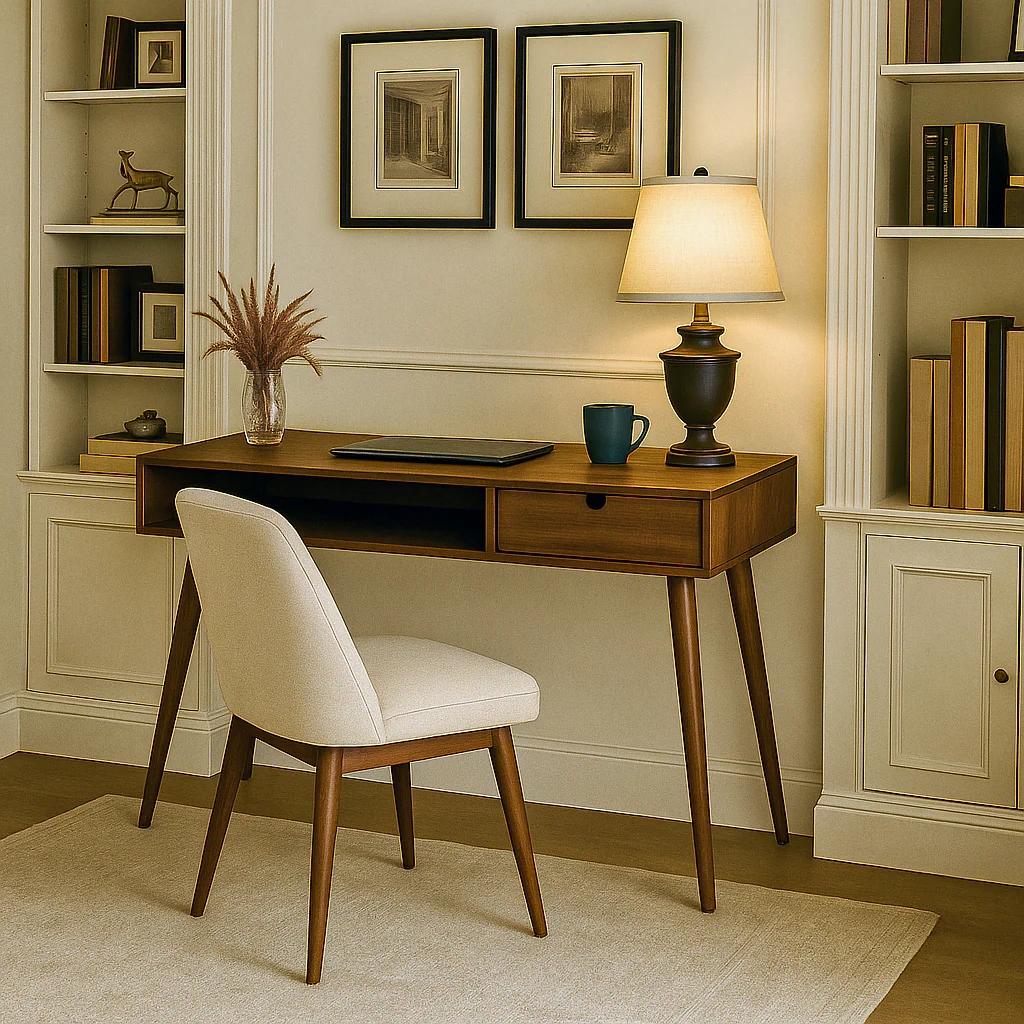 Boho Desk with Drawers - Solid Wood Desk for Small Spaces - Image 4