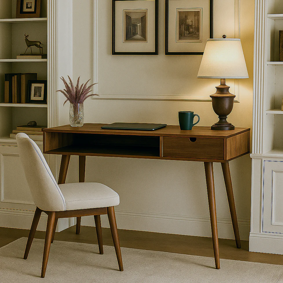 Boho Desk with Drawers - Solid Wood Desk for Small Spaces - Image 6