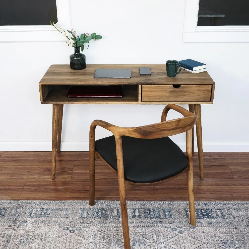 Boho Desk with Drawers - Solid Wood Desk for Small Spaces - Image 8