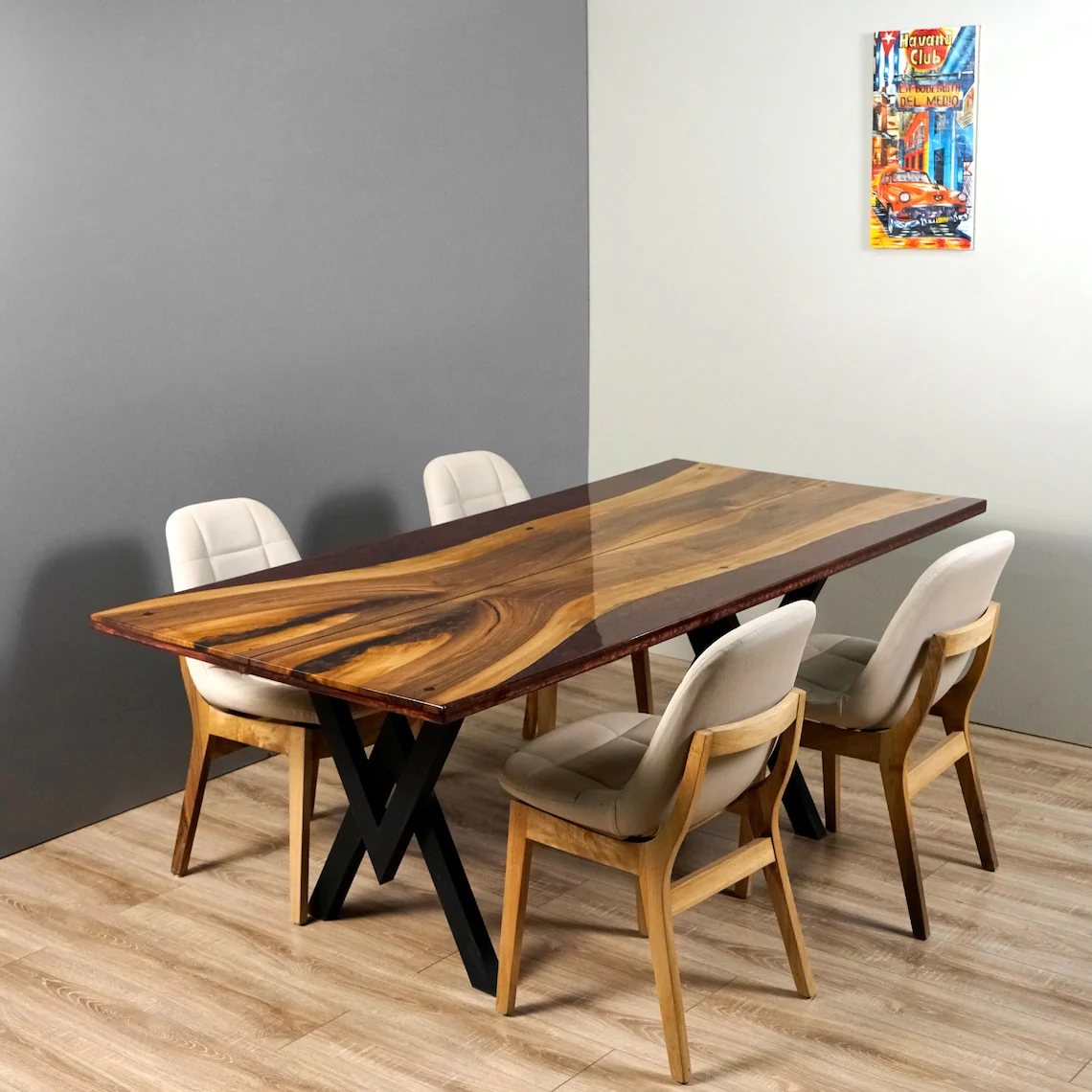 Burgundy Resin Live Edge Dining Table - Image 6