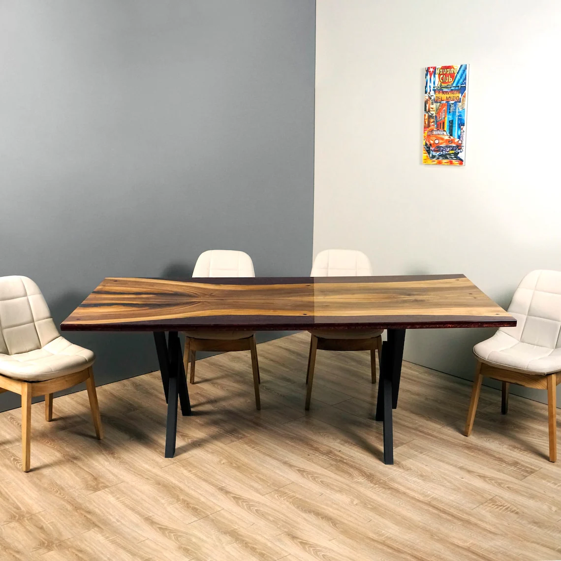 Burgundy Resin Live Edge Dining Table - Image 8