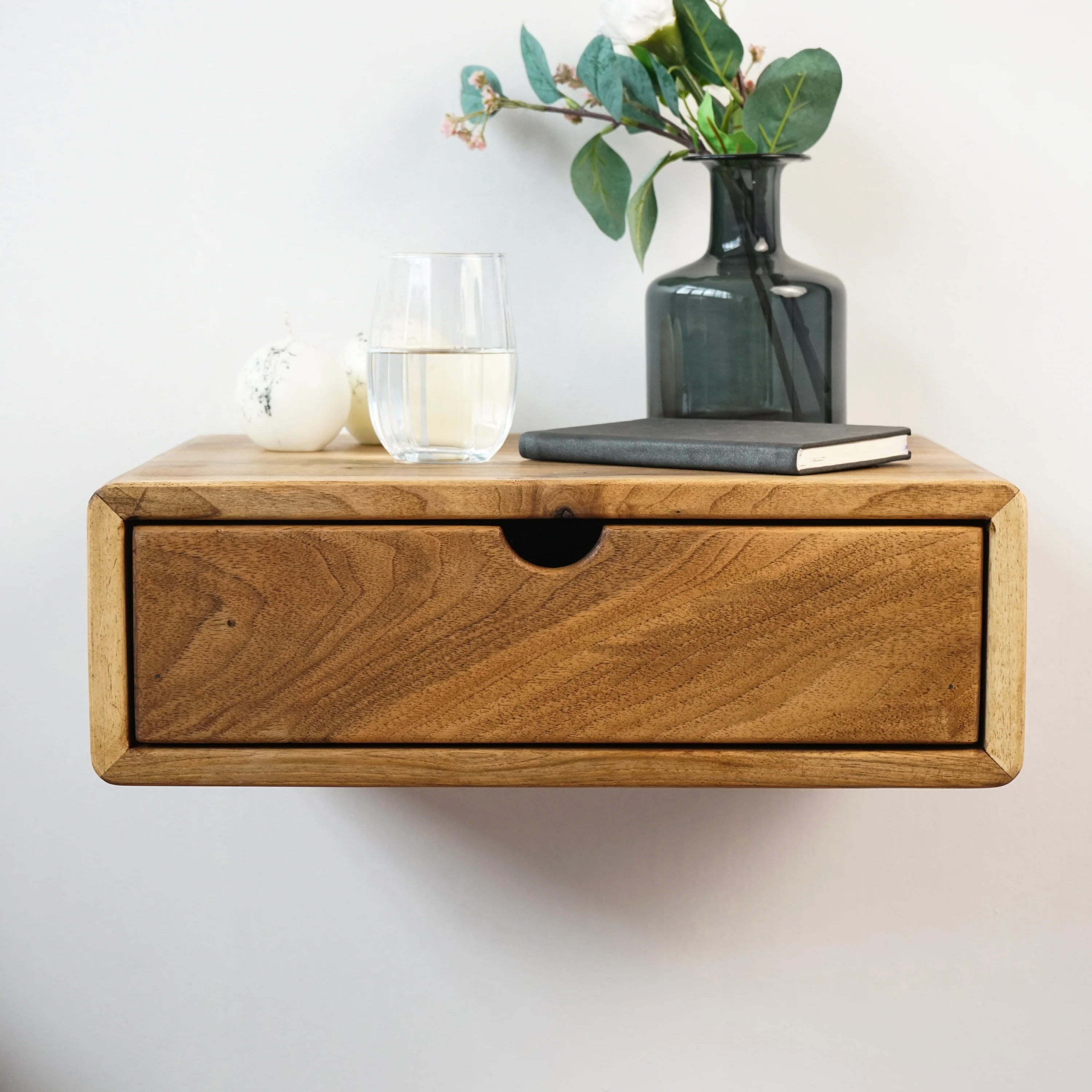 Floating Nightstand - Walnut Bedside Table with Drawer - Image 12