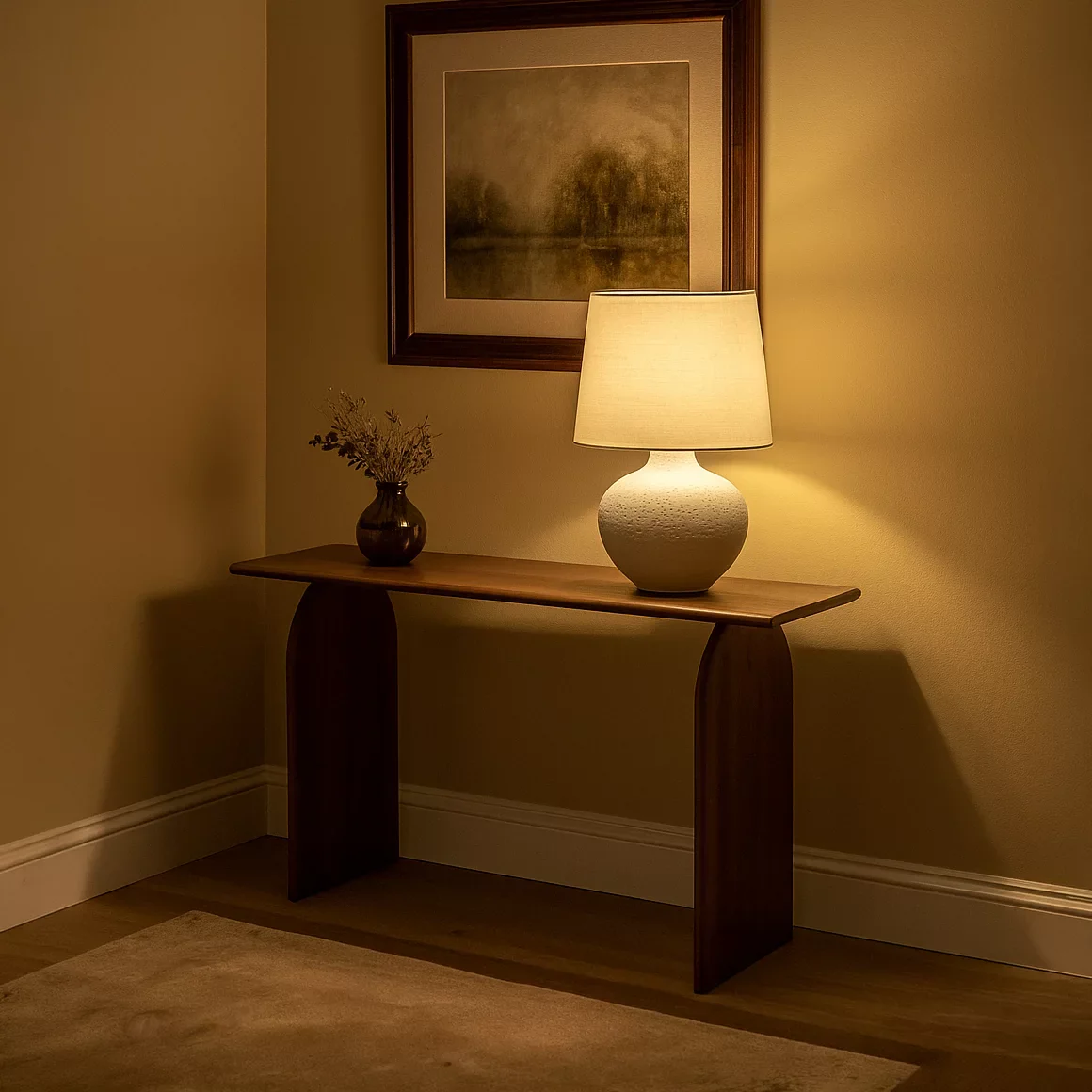 Japandi Console Table - Modern Walnut Entryway Table - Image 3