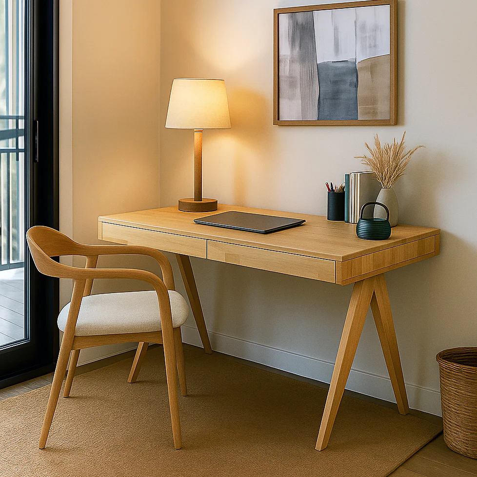 Light Oak Desk with File Drawer - Boho Desk - Image 4