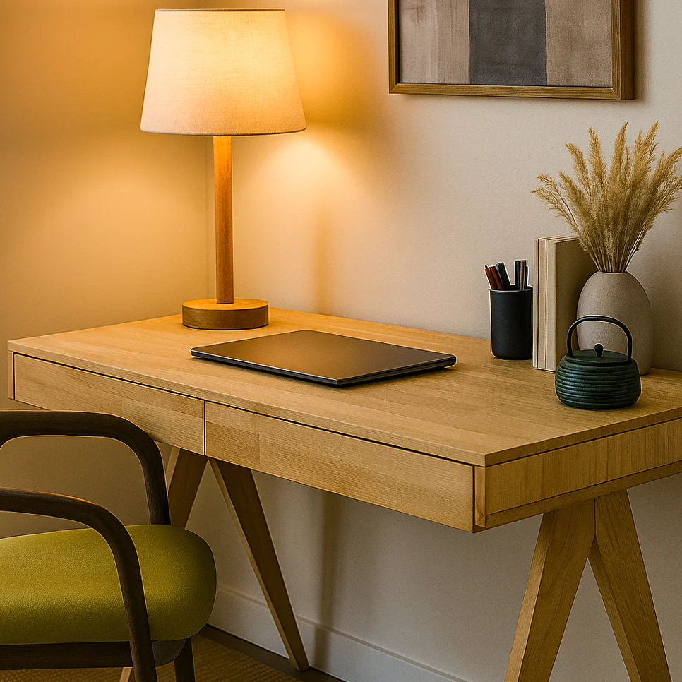 Light Oak Desk with File Drawer - Boho Desk - Image 6