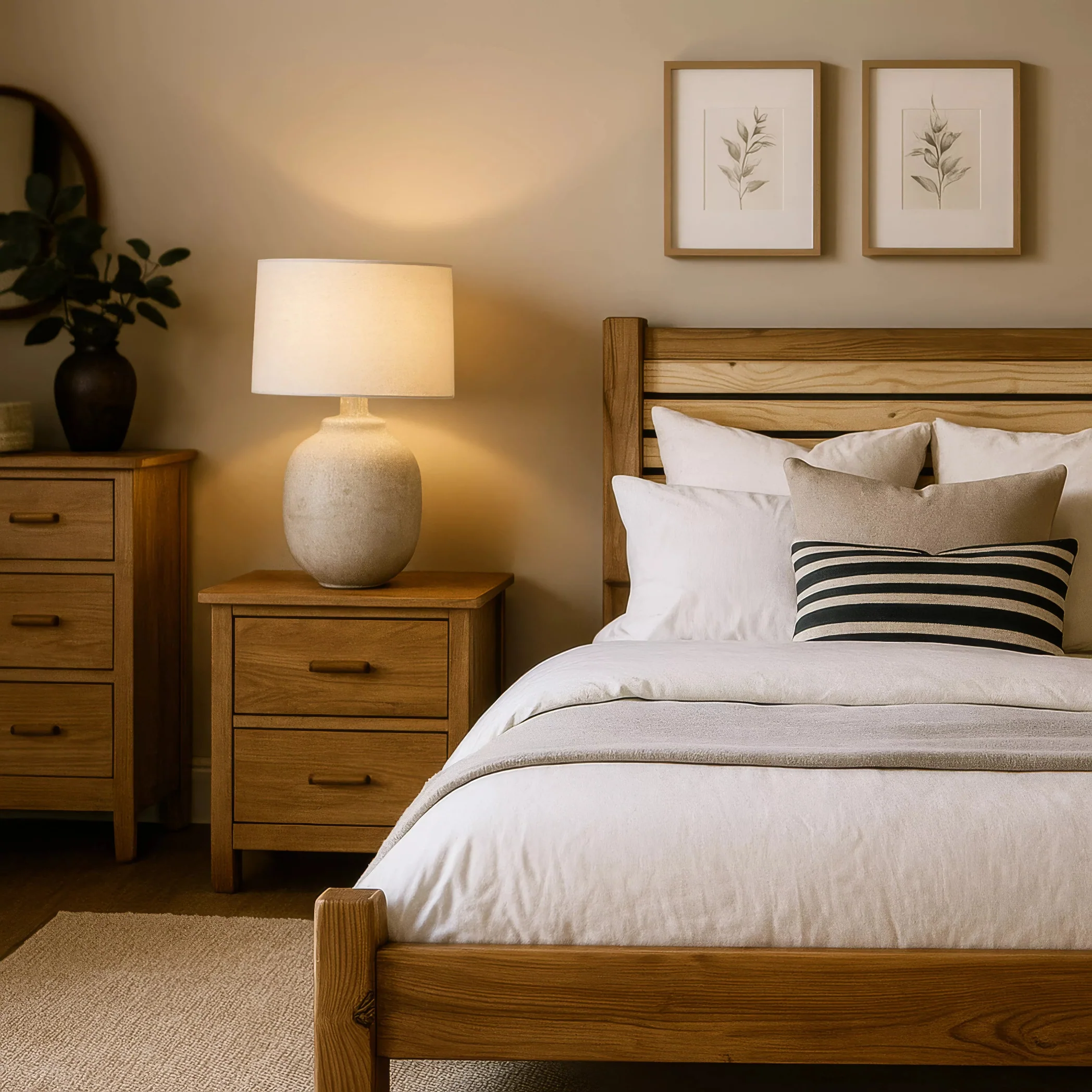 Solid Wood Bed Frame – Walnut Contemporary Platform - Image 5