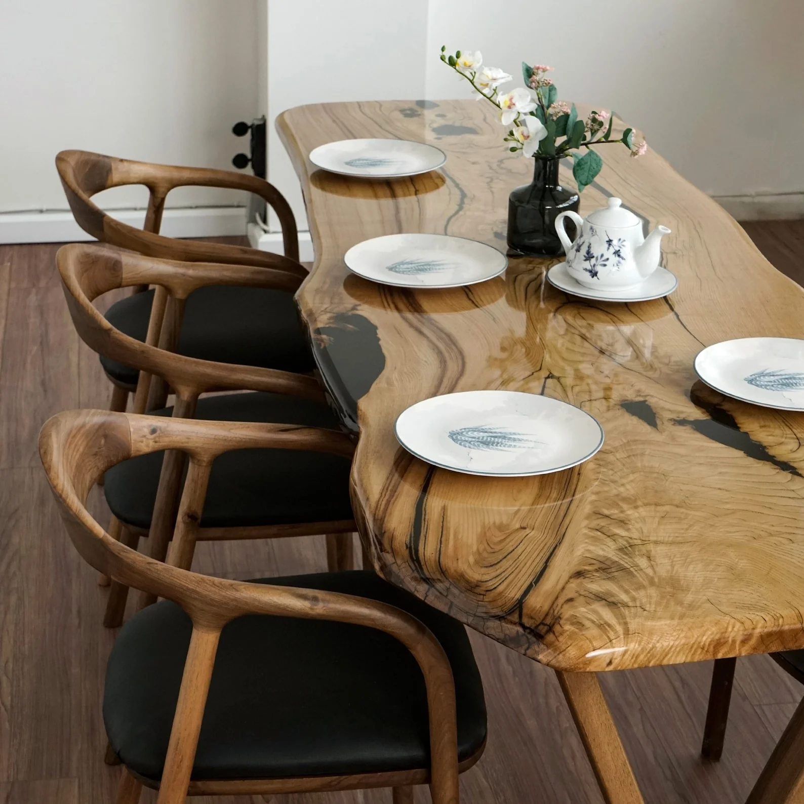 Live Edge Dining Table - Chestnut Epoxy Farmhouse Table - Image 13