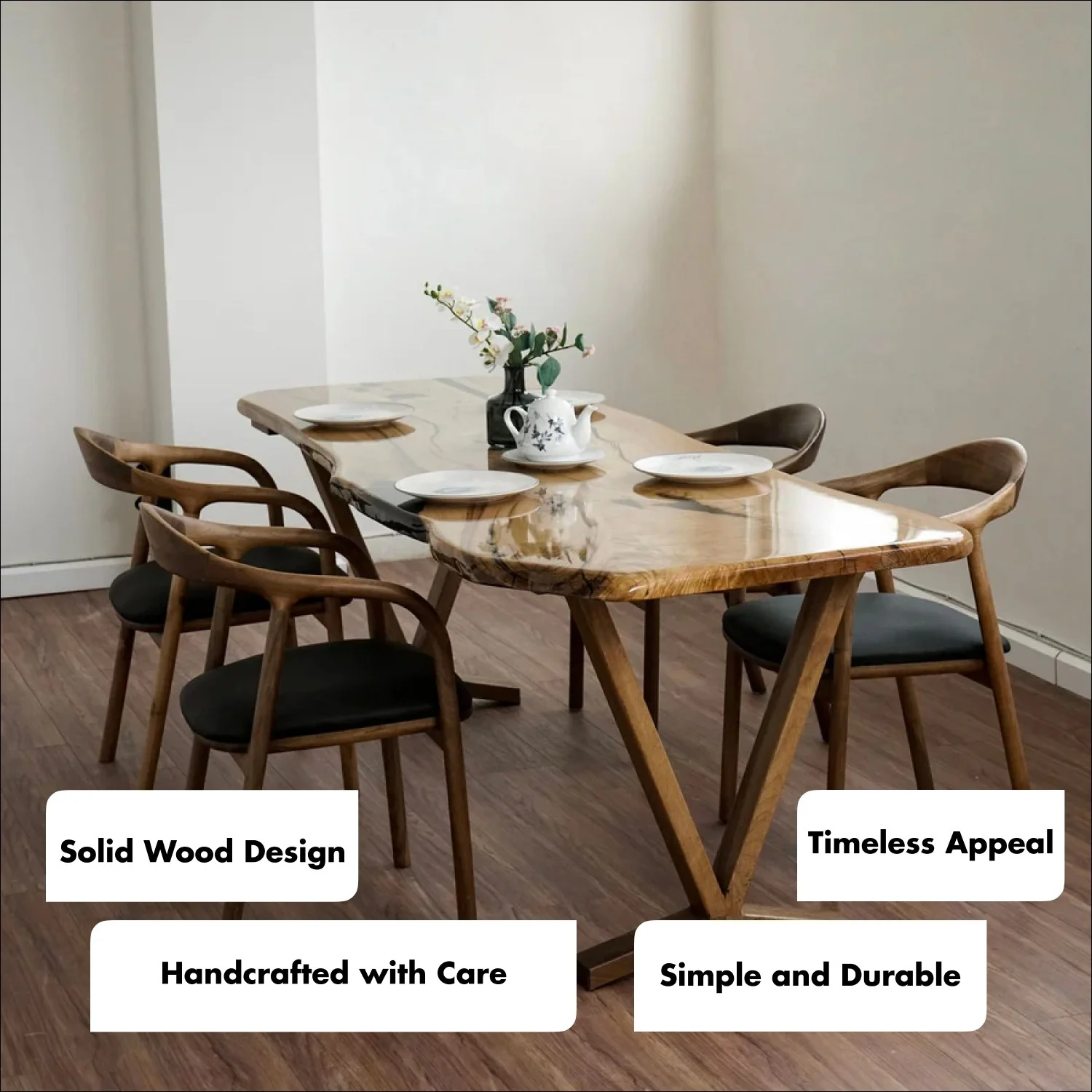 Live Edge Dining Table - Chestnut Epoxy Farmhouse Table - Image 3