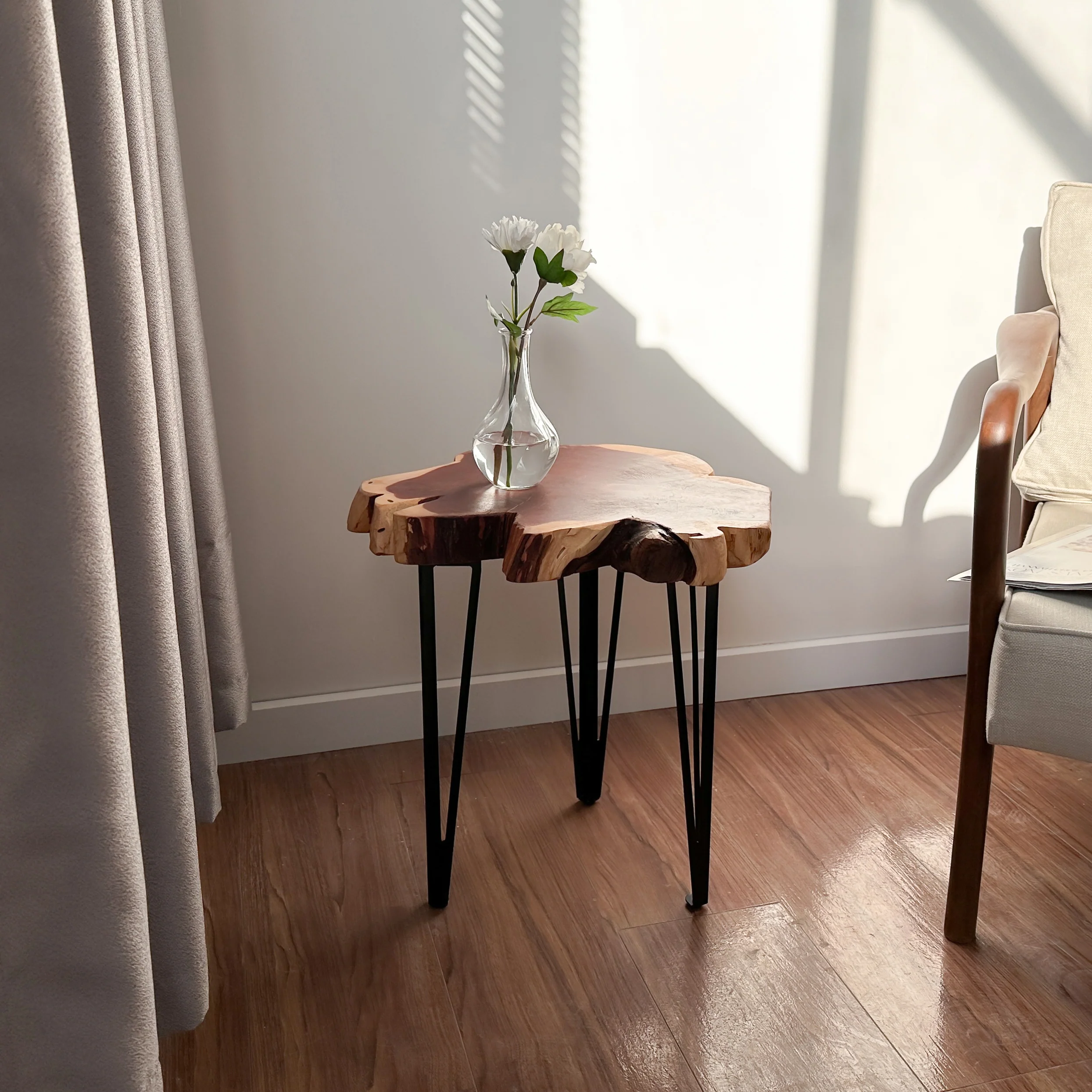 Live Edge Wood Slab Side Table - Red Cedar - Image 10