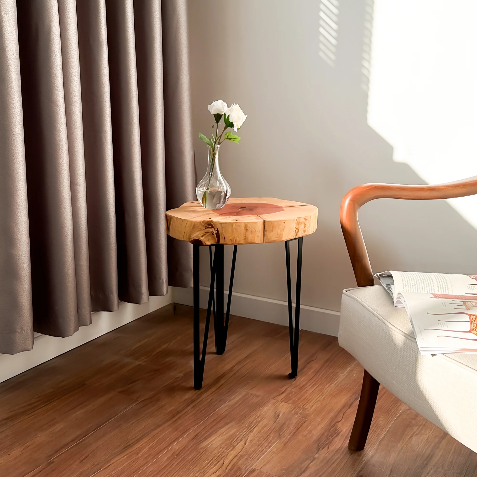 Live Edge Wood Slab Side Table - Red Cedar - Image 11