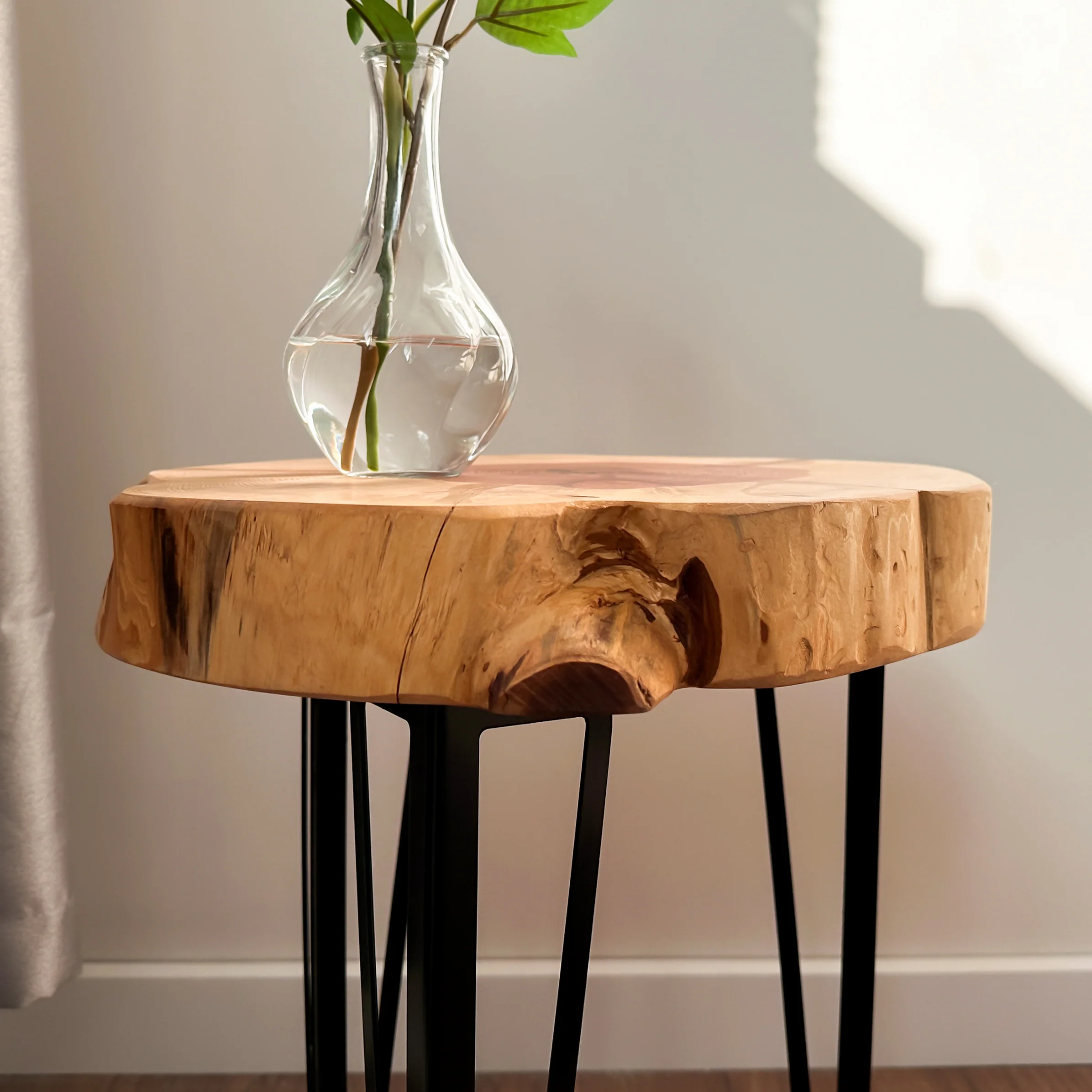 Live Edge Wood Slab Side Table - Red Cedar - Image 12