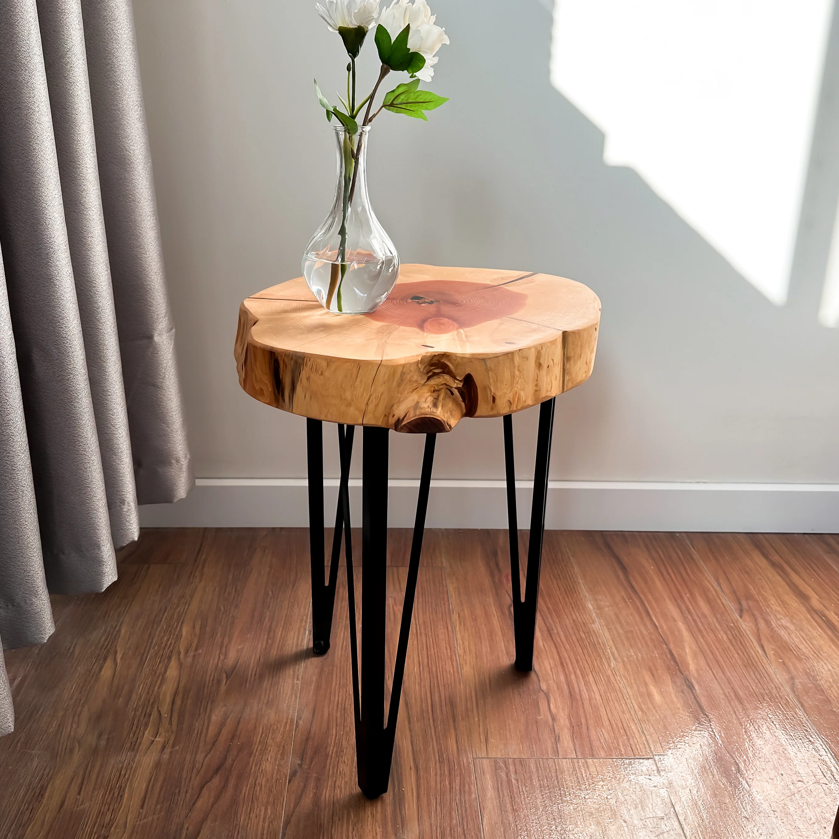 Live Edge Wood Slab Side Table - Red Cedar - Image 6