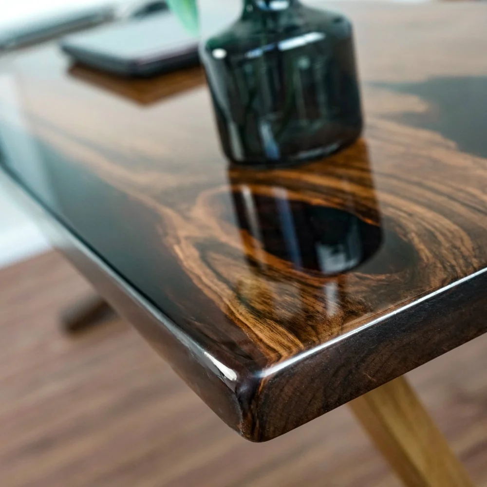 Live Edge Walnut Desk with Epoxy Details - Image 6