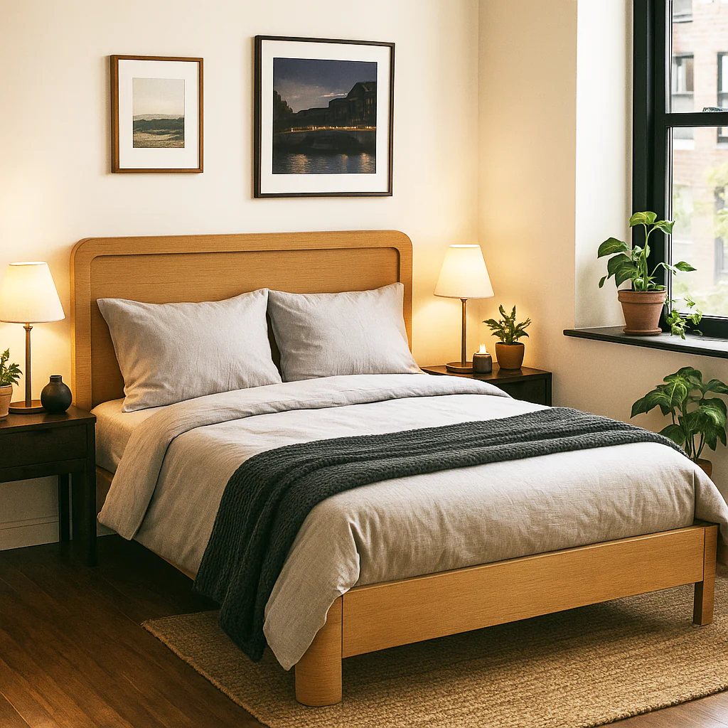Light Wood Bed Frame - Mid Century Modern Bedroom Furniture - Image 3