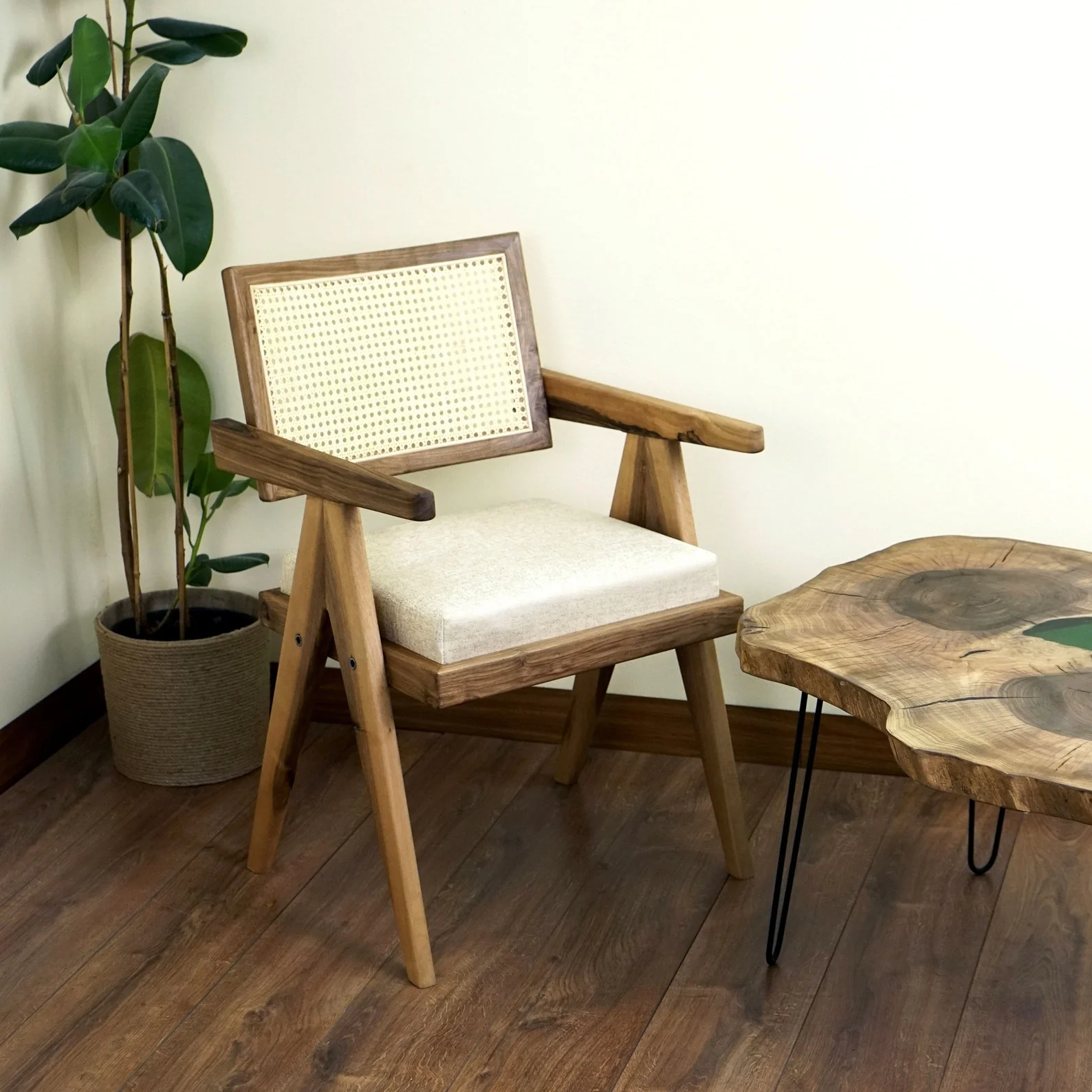 Pierre Jeanneret Dining Armchair - Chandigarh Walnut Chair - Image 11