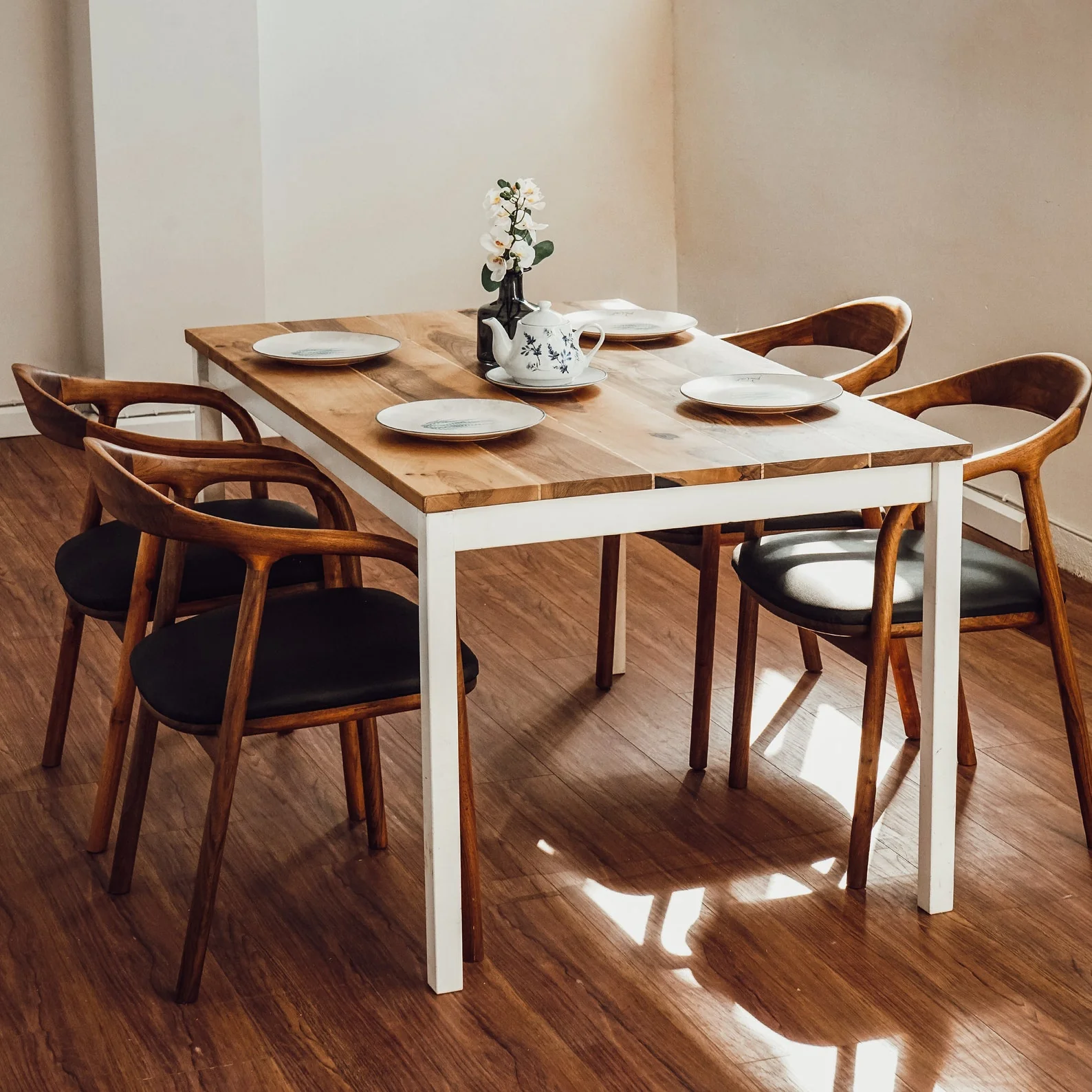 Scandinavian Kitchen Table - Walnut Rectangle Parson Table - Image 14
