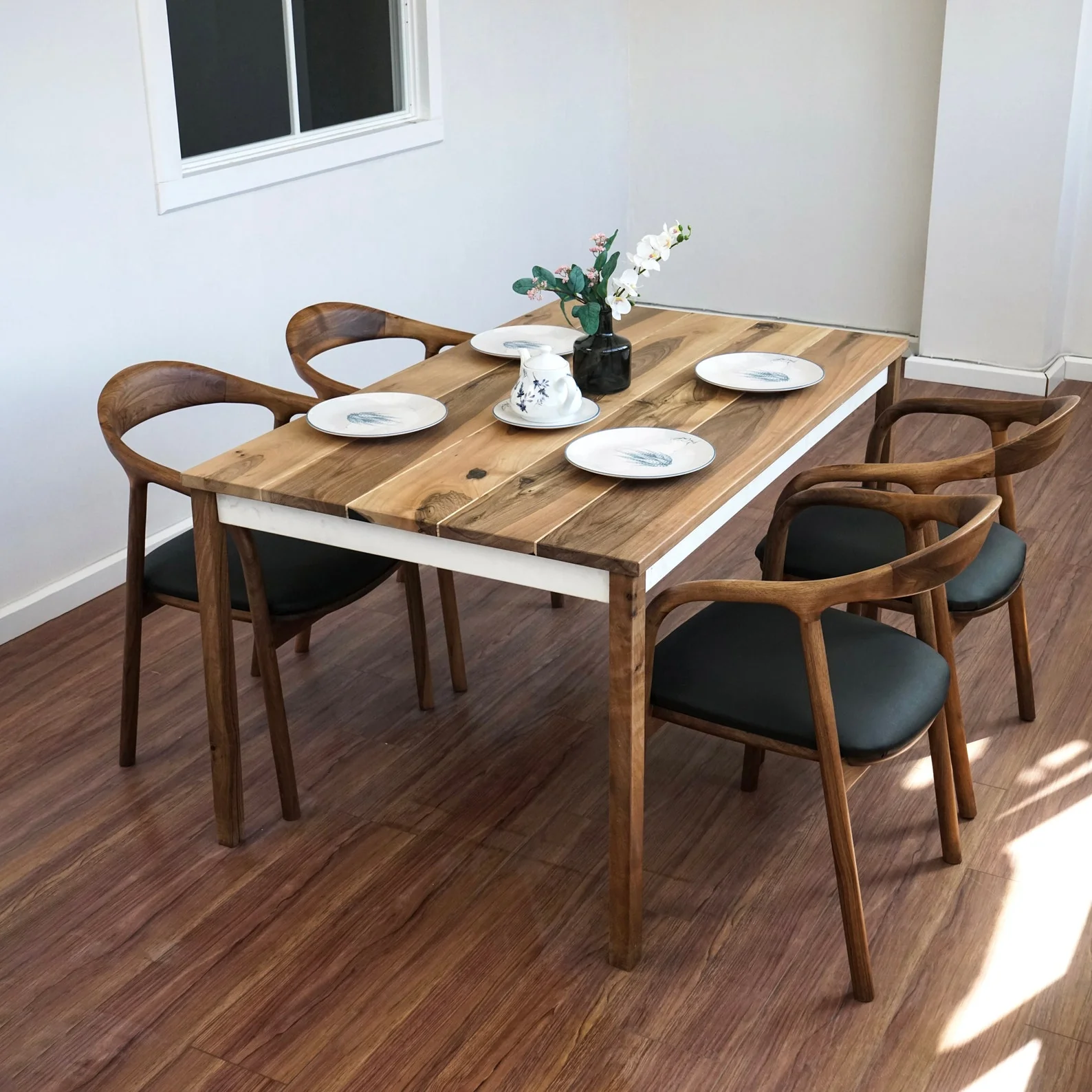 Scandinavian Kitchen Table - Walnut Rectangle Parson Table - Image 6
