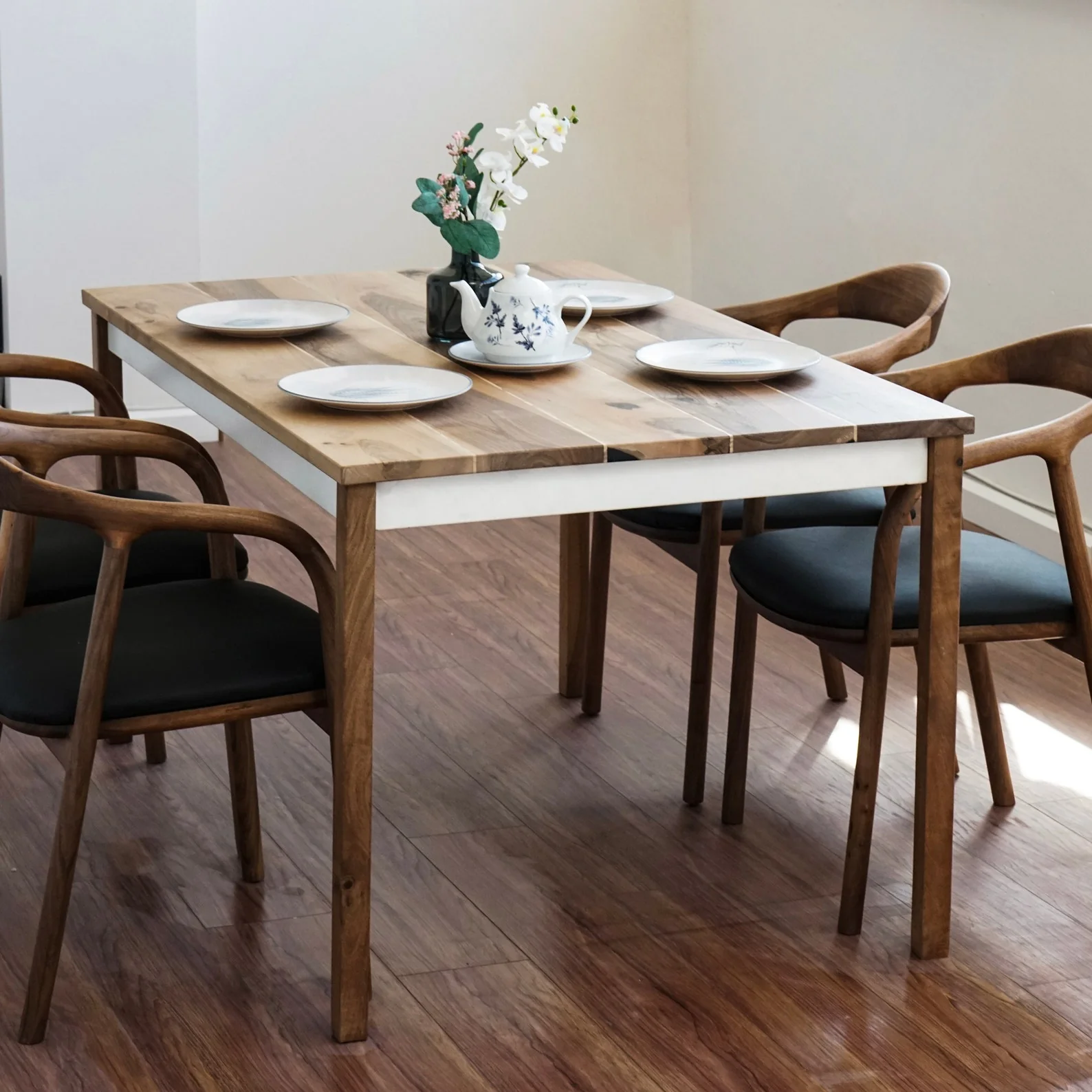 Scandinavian Kitchen Table - Walnut Rectangle Parson Table - Image 9