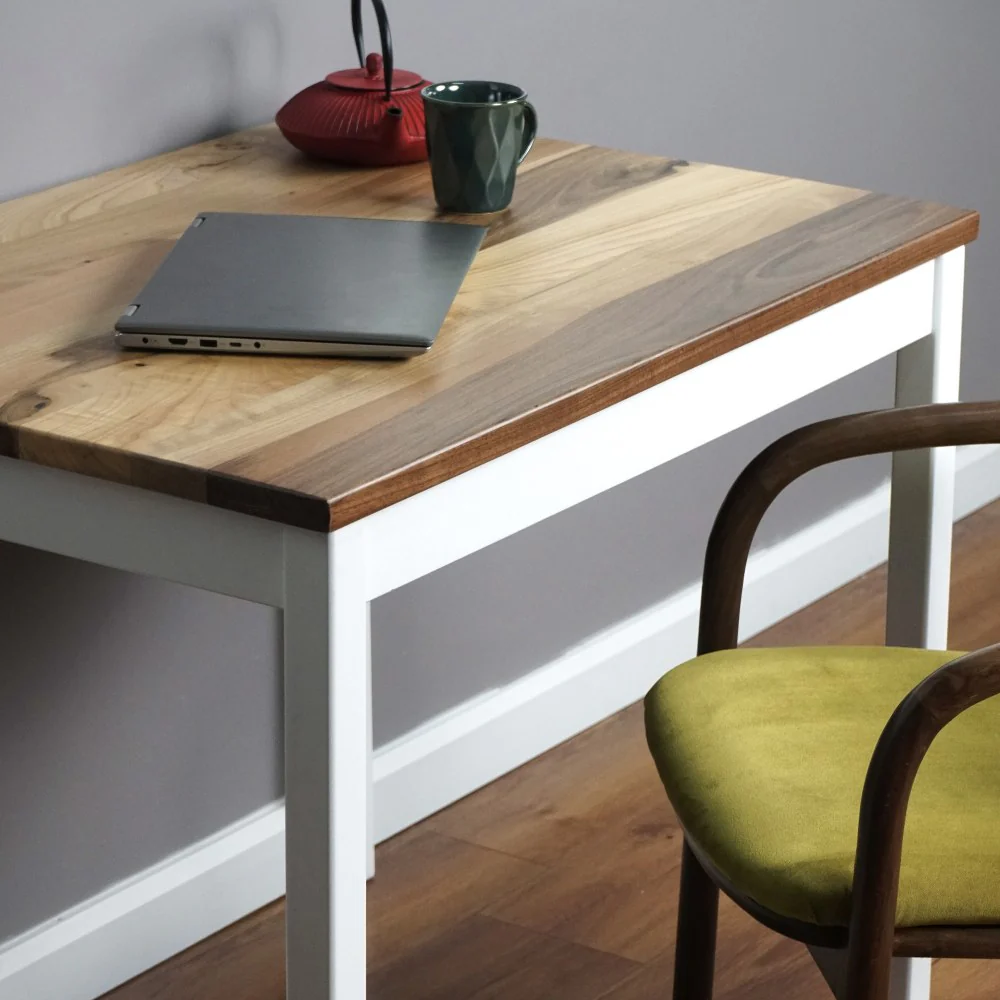 Small Working Table - Scandinavian Walnut Desk with Wooden Legs - Image 10