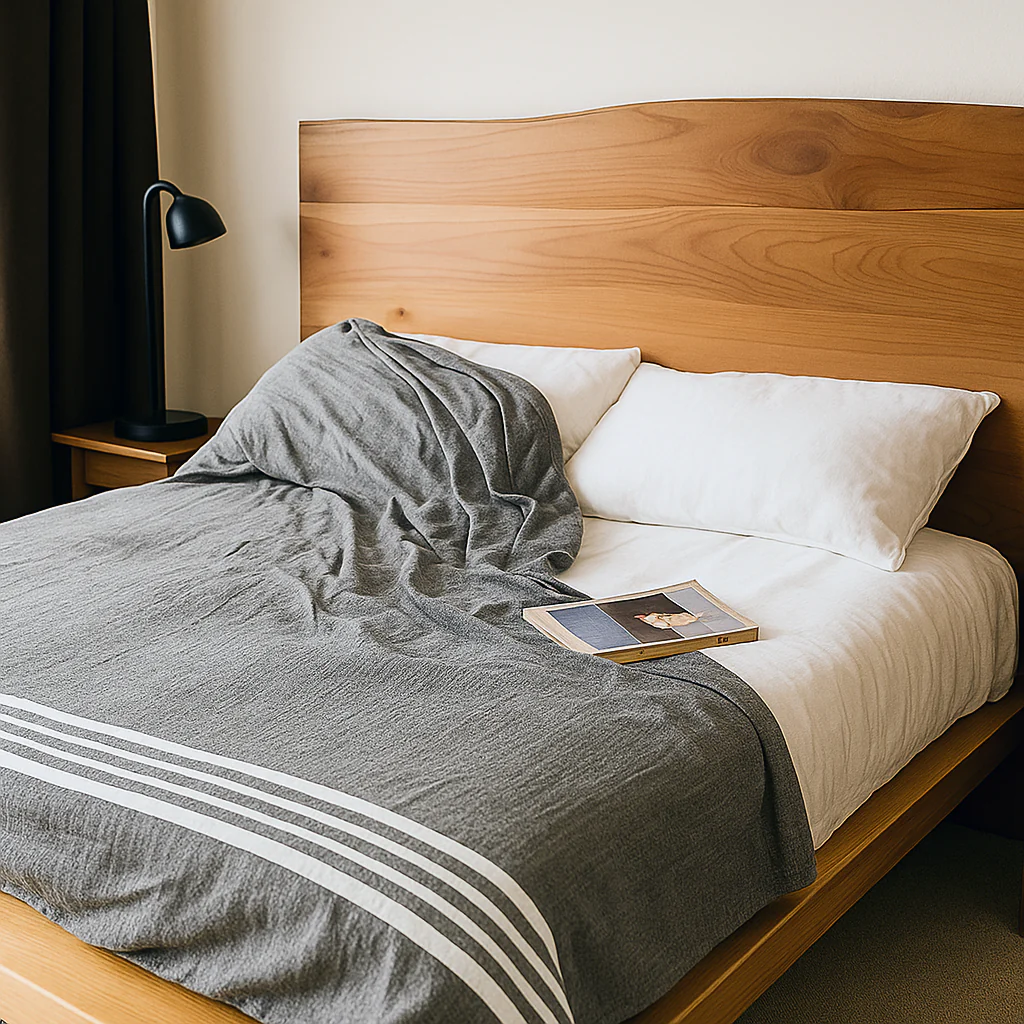 Walnut Bed Frame With Headboard - Low Platform Bed Frame - Image 24