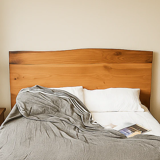 Walnut Bed Frame With Headboard - Low Platform Bed Frame - Image 3