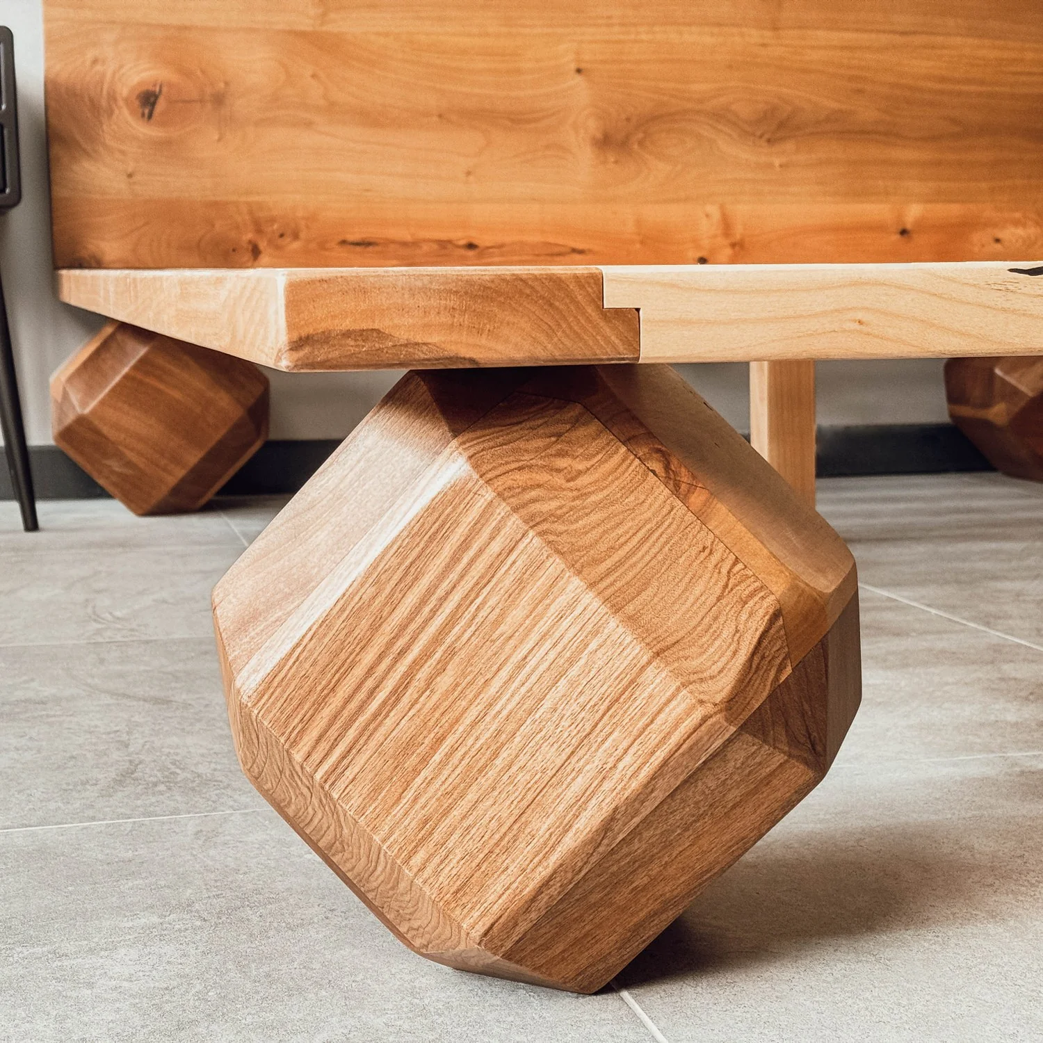 Walnut Bed Frame With Headboard - Low Platform Bed Frame - Image 5