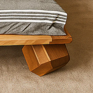 Walnut Bed Frame With Headboard - Low Platform Bed Frame - Image 6