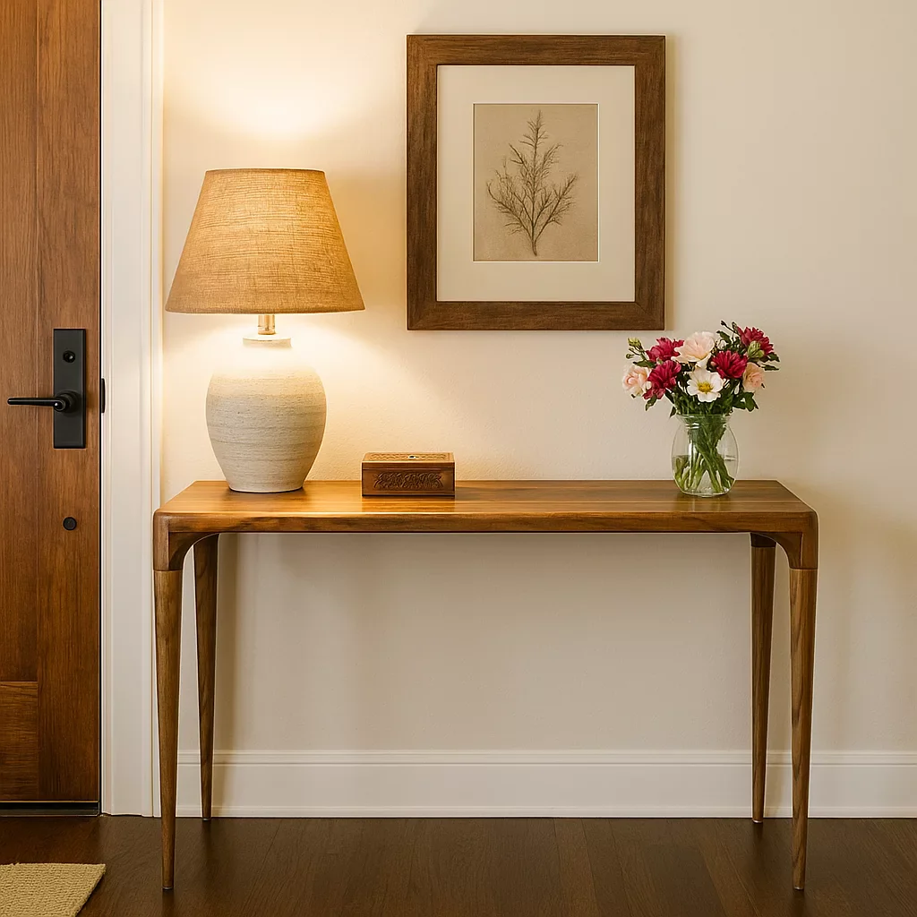 Walnut Console Table - Wooden Entryway Table - Image 4