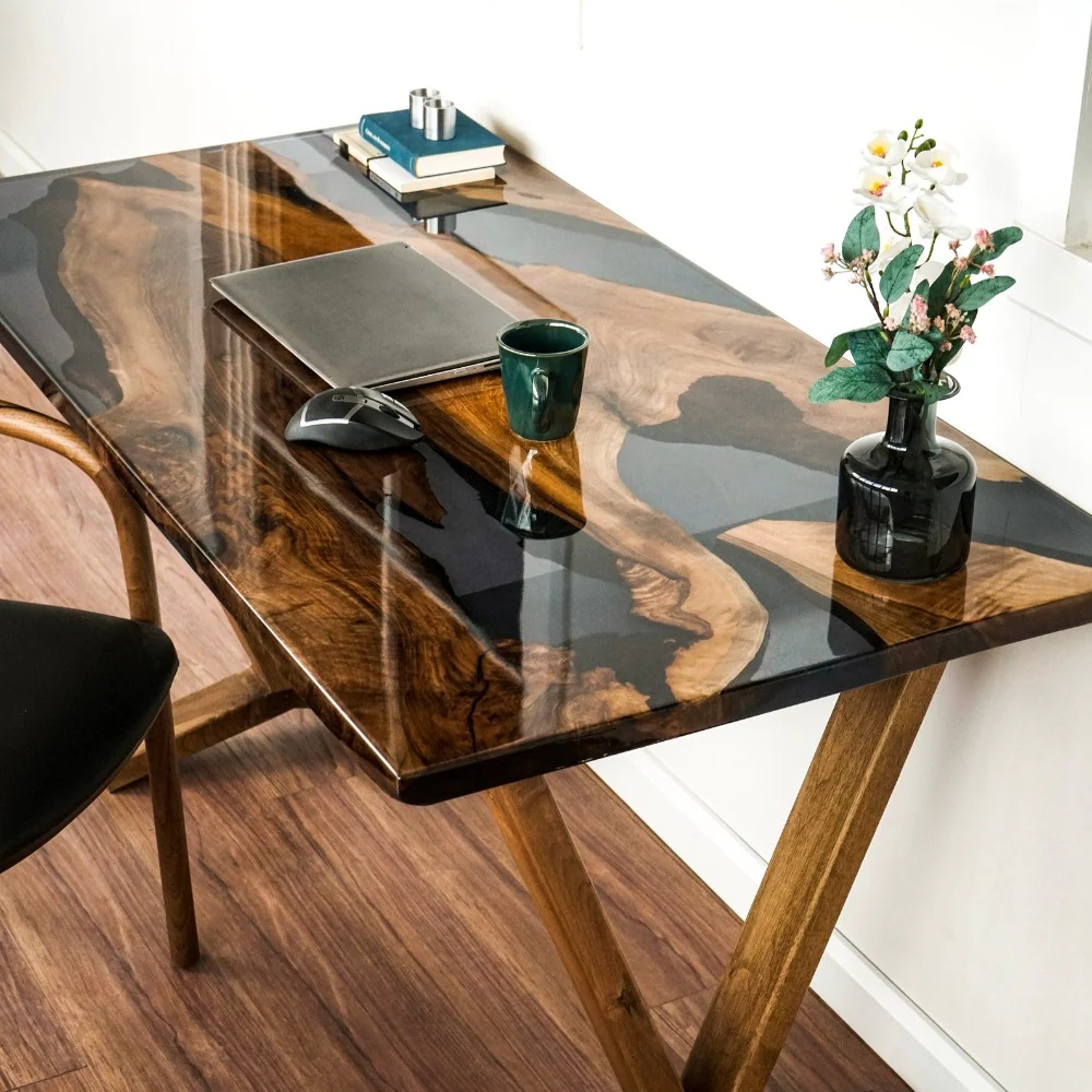 Walnut Desk With Epoxy Details - Image 8