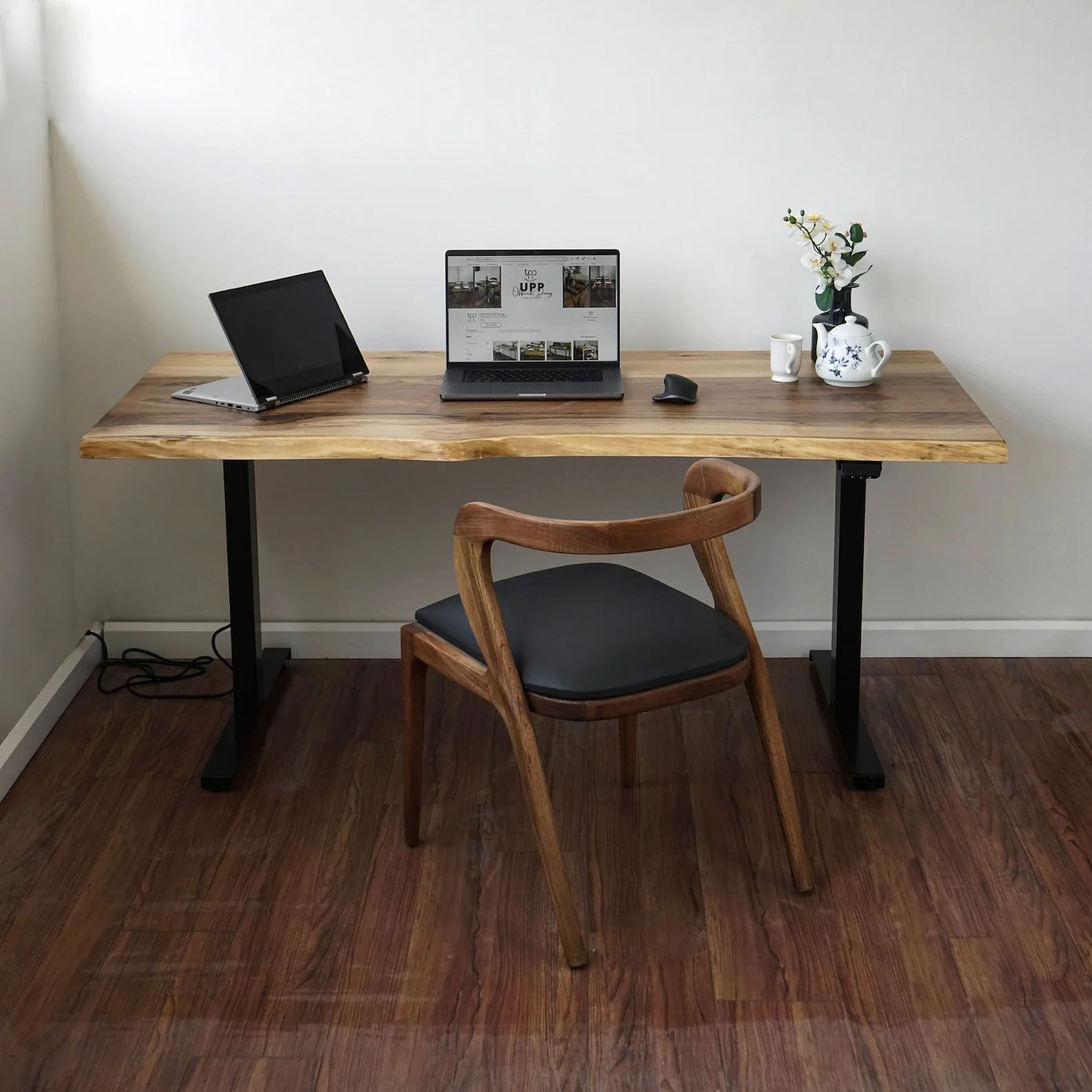 Wooden Live Edge Standing Desk - Adjustable Wood Desk - Image 4