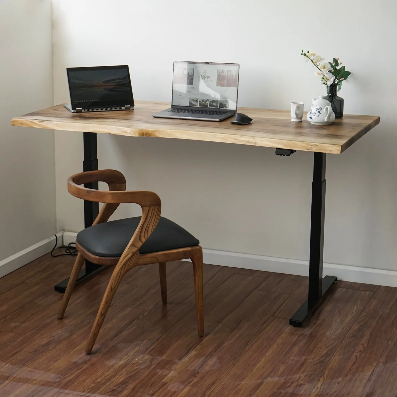 Wooden Live Edge Standing Desk - Adjustable Wood Desk - Image 5
