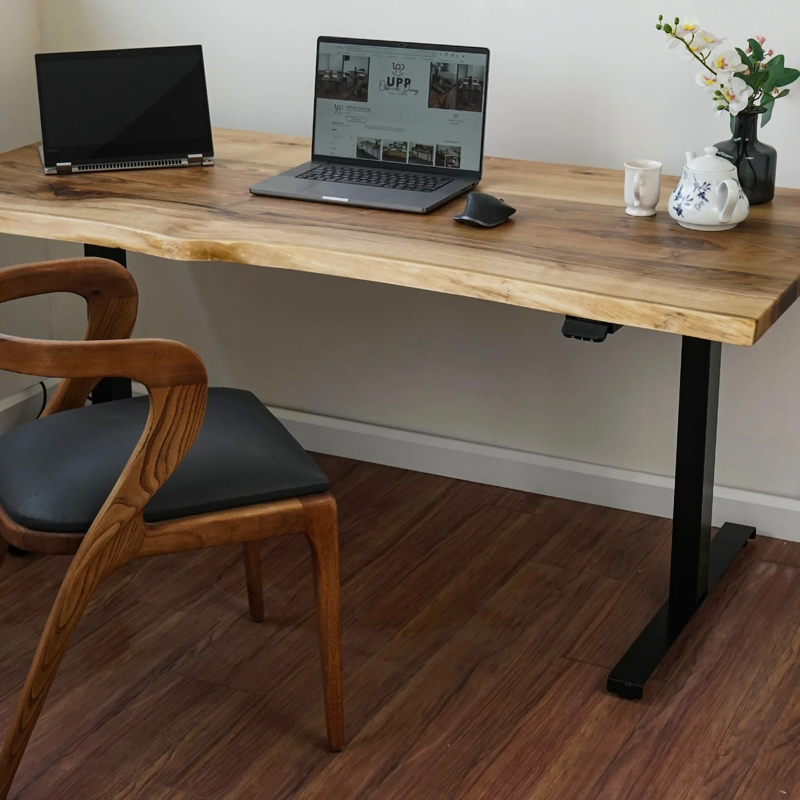 Wooden Live Edge Standing Desk - Adjustable Wood Desk - Image 8